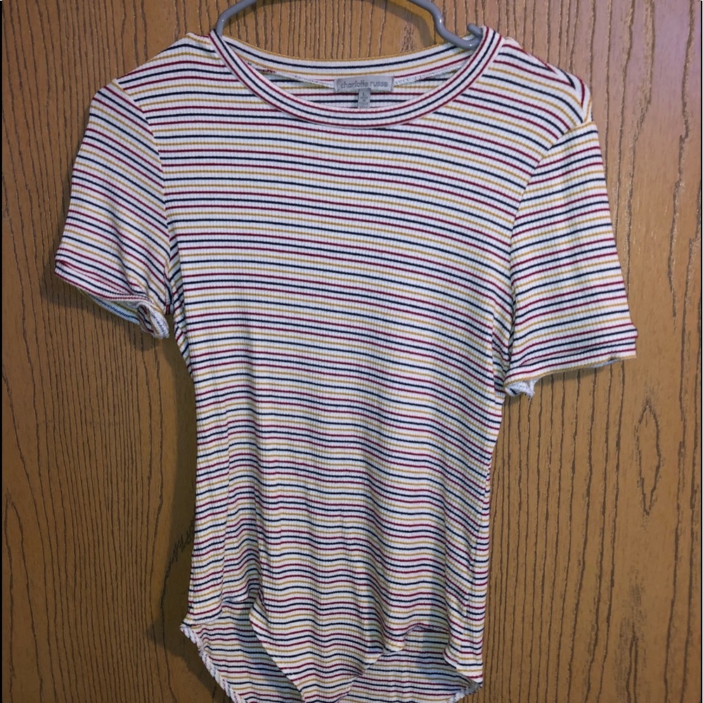 colored striped tee shirt body suit
